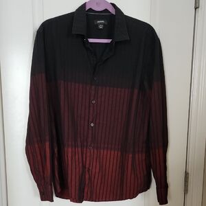 ALFANI Men's Black & Red Ombre Long Sleeve Dress Shirt Size Large